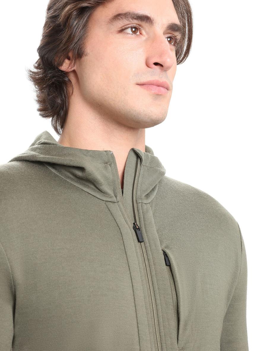 Loden Icebreaker Merino Quantum III Long Sleeve Zip Men's Hoodie | AU 1269XYUF